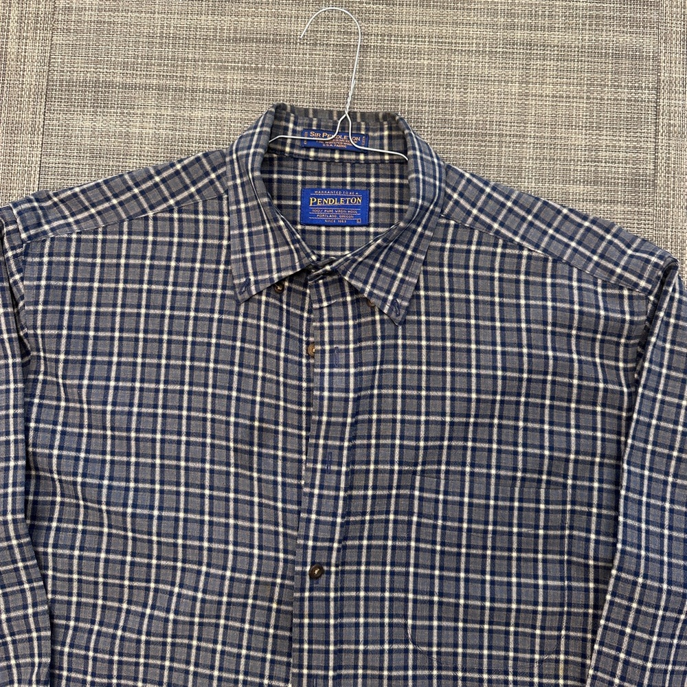 Pendleton Men's Blue Plaid wool Shirt Large